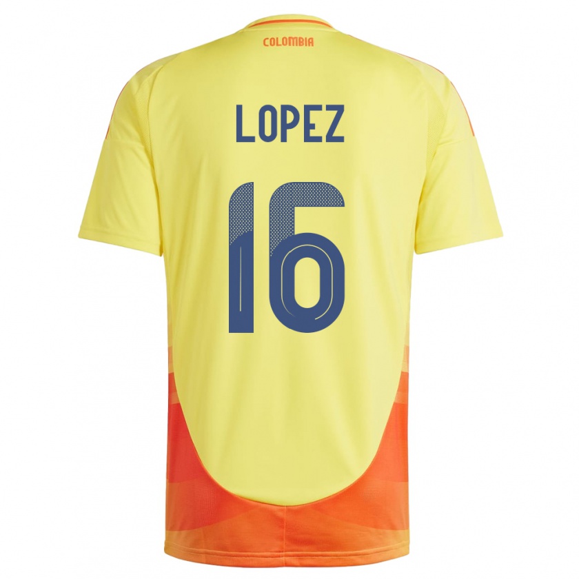 Kandiny Heren Colombia William López #16 Geel Thuisshirt Thuistenue 24-26 T-Shirt