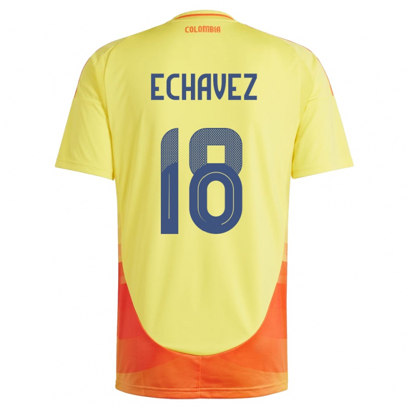 Kandiny Hombre Camiseta Colombia Jhon Echavez #18 Amarillo 1ª Equipación 24-26 La Camisa México