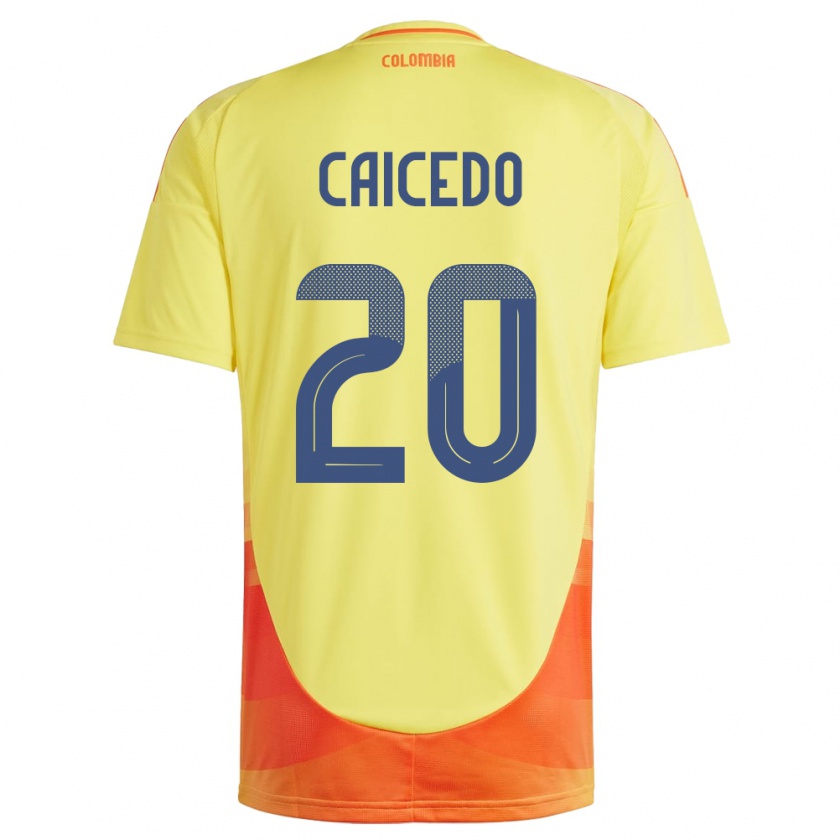 Kandiny Hombre Camiseta Colombia Brayan Caicedo #20 Amarillo 1ª Equipación 24-26 La Camisa México