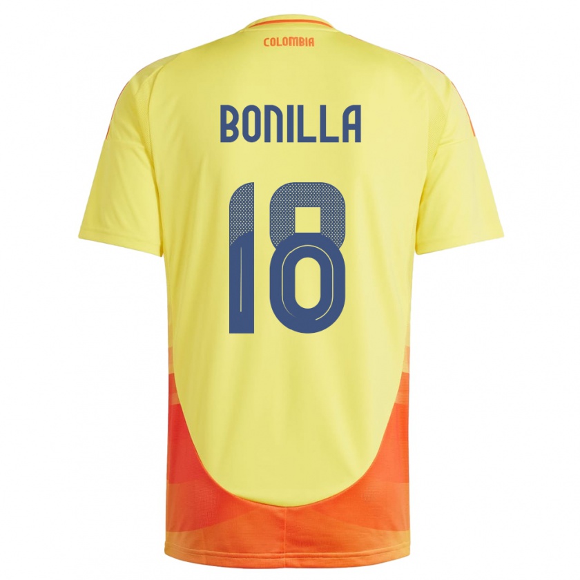 Kandiny Hombre Camiseta Colombia Wendy Bonilla #18 Amarillo 1ª Equipación 24-26 La Camisa México