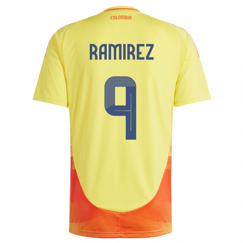 Kandiny Heren Colombia Mayra Ramírez #9 Geel Thuisshirt Thuistenue 24-26 T-Shirt België