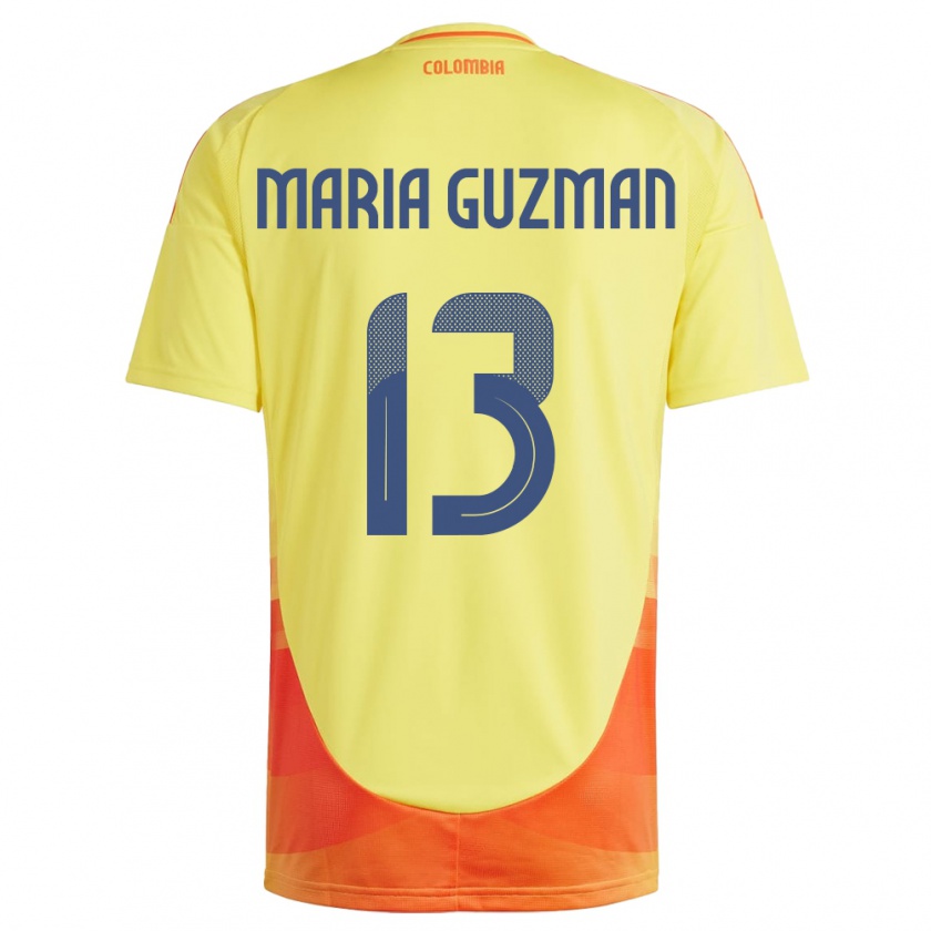 Kandiny Uomo Maglia Colombia Ana María Guzmán #13 Giallo Kit Gara Home 24-26 Maglietta