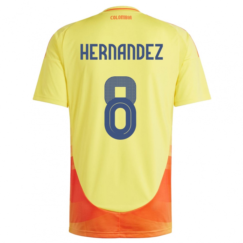 Kandiny Heren Colombia Natalia Hernández #8 Geel Thuisshirt Thuistenue 24-26 T-Shirt