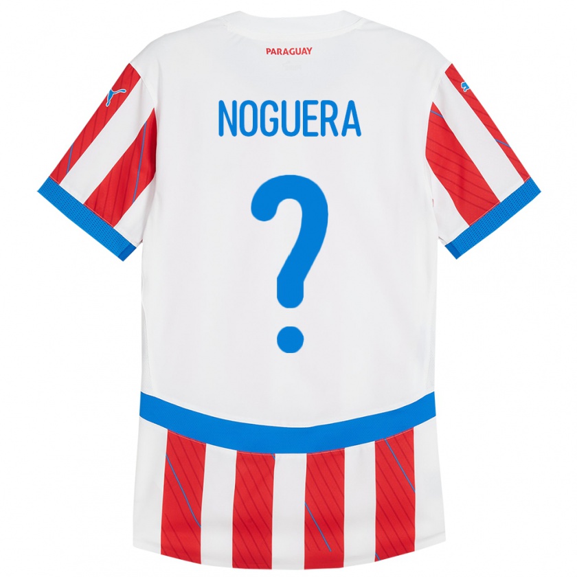 Kandiny Uomo Maglia Paraguay Junior Noguera #0 Bianco Rosso Kit Gara Home 24-26 Maglietta