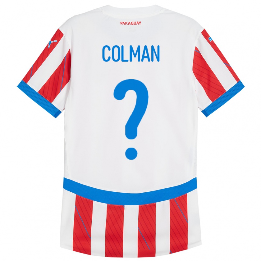 Kandiny Uomo Maglia Paraguay Orlando Colmán #0 Bianco Rosso Kit Gara Home 24-26 Maglietta