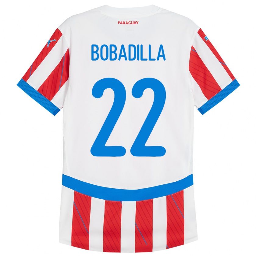 Kandiny Heren Paraguay Dylan Bobadilla #22 Wit Rood Thuisshirt Thuistenue 24-26 T-Shirt België