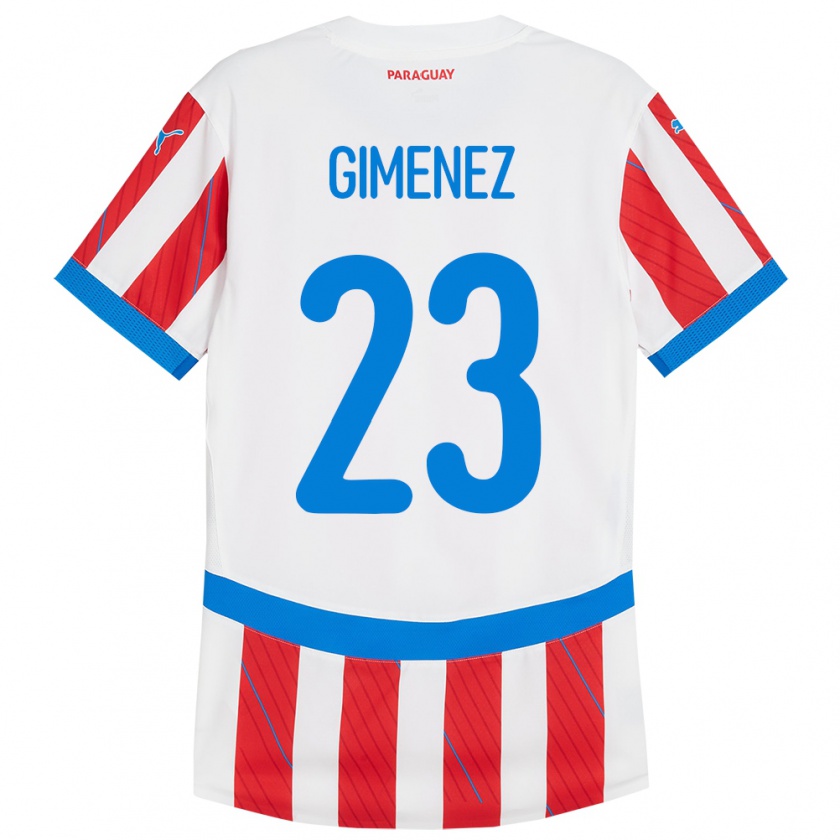 Kandiny Heren Paraguay Miguel Giménez #23 Wit Rood Thuisshirt Thuistenue 24-26 T-Shirt België