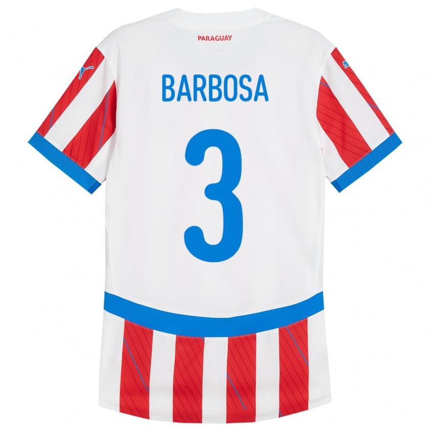 Kandiny Uomo Maglia Paraguay Camila Barbosa #3 Bianco Rosso Kit Gara Home 24-26 Maglietta