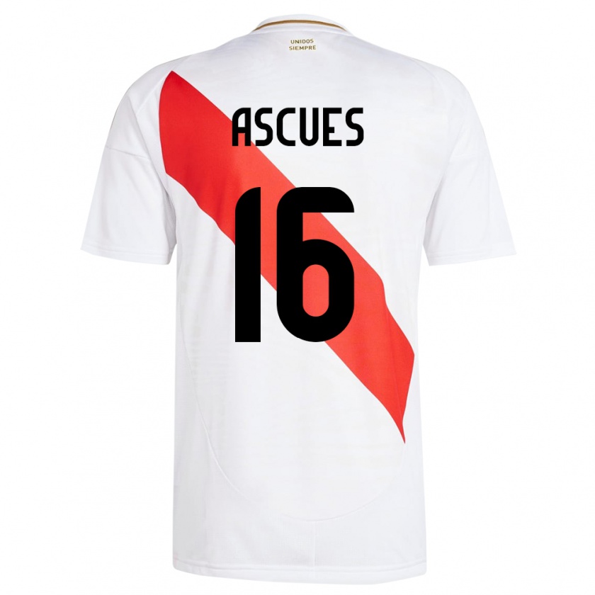 Kandiny Herren Peru Carlos Ascues #16 Weiß Heimtrikot Trikot 24-26 T-Shirt Österreich