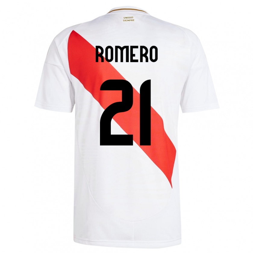 Kandiny Uomo Maglia Perù Diego Romero #21 Bianco Kit Gara Home 24-26 Maglietta