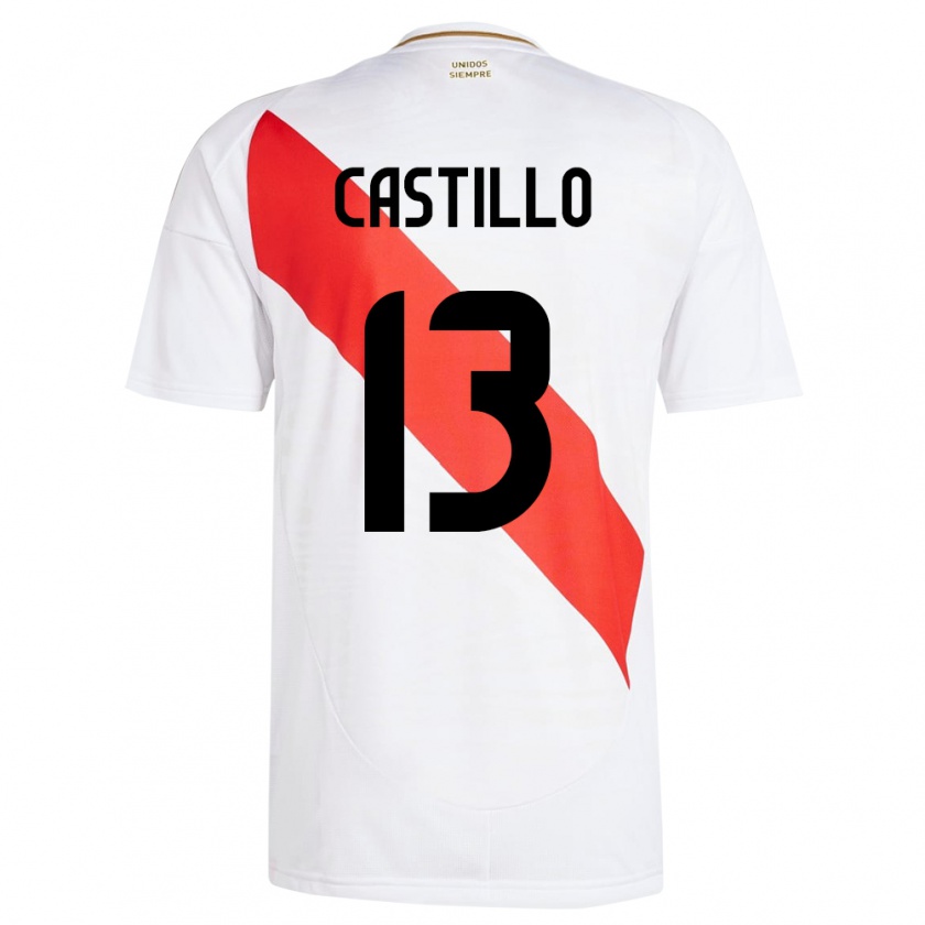 Kandiny Hombre Camiseta Perú Jesús Castillo #13 Blanco 1ª Equipación 24-26 La Camisa