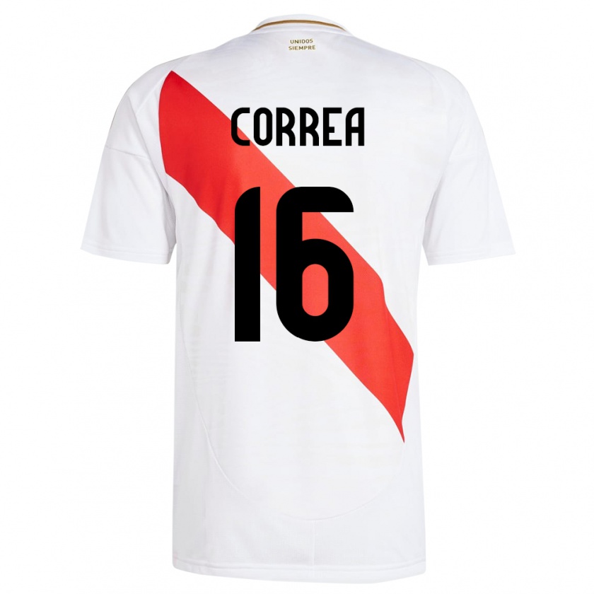 Kandiny Uomo Maglia Perù Eslyn Correa #16 Bianco Kit Gara Home 24-26 Maglietta