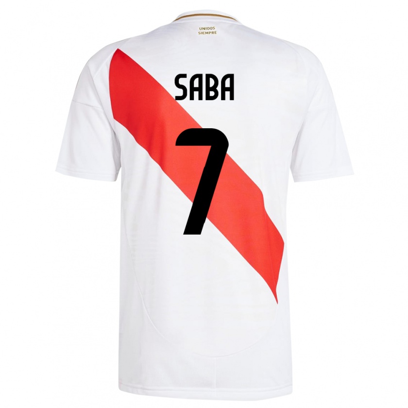 Kandiny Uomo Maglia Perù Emilio Saba #7 Bianco Kit Gara Home 24-26 Maglietta