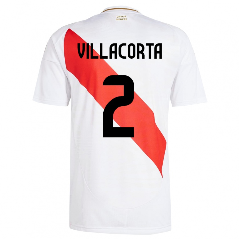 Kandiny Hombre Camiseta Perú Anderson Villacorta #2 Blanco 1ª Equipación 24-26 La Camisa