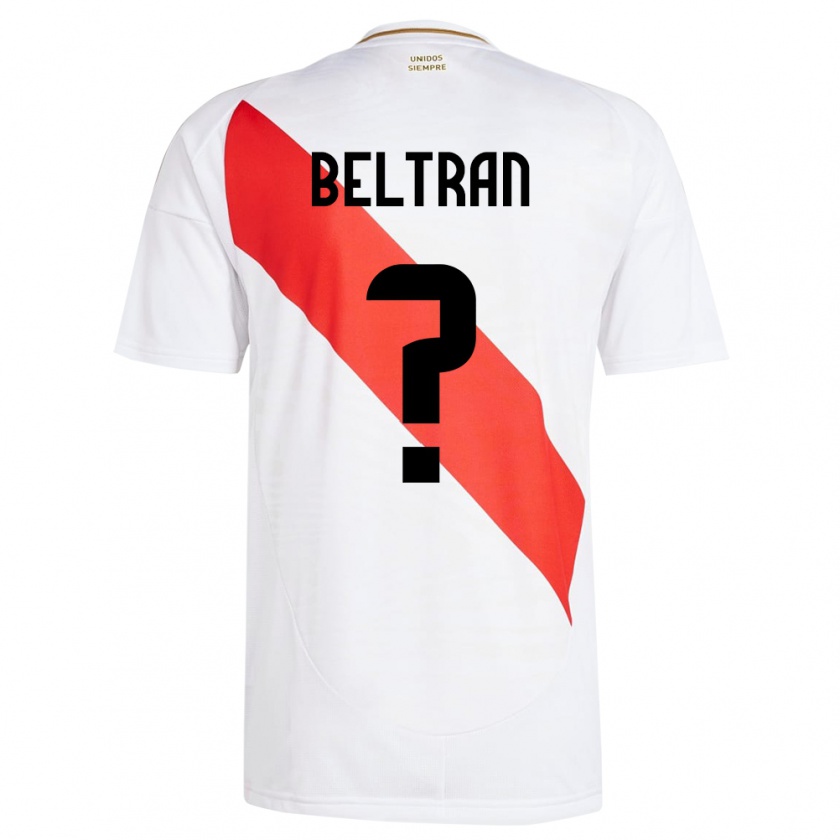 Kandiny Hombre Camiseta Perú Adrián Beltrán #0 Blanco 1ª Equipación 24-26 La Camisa