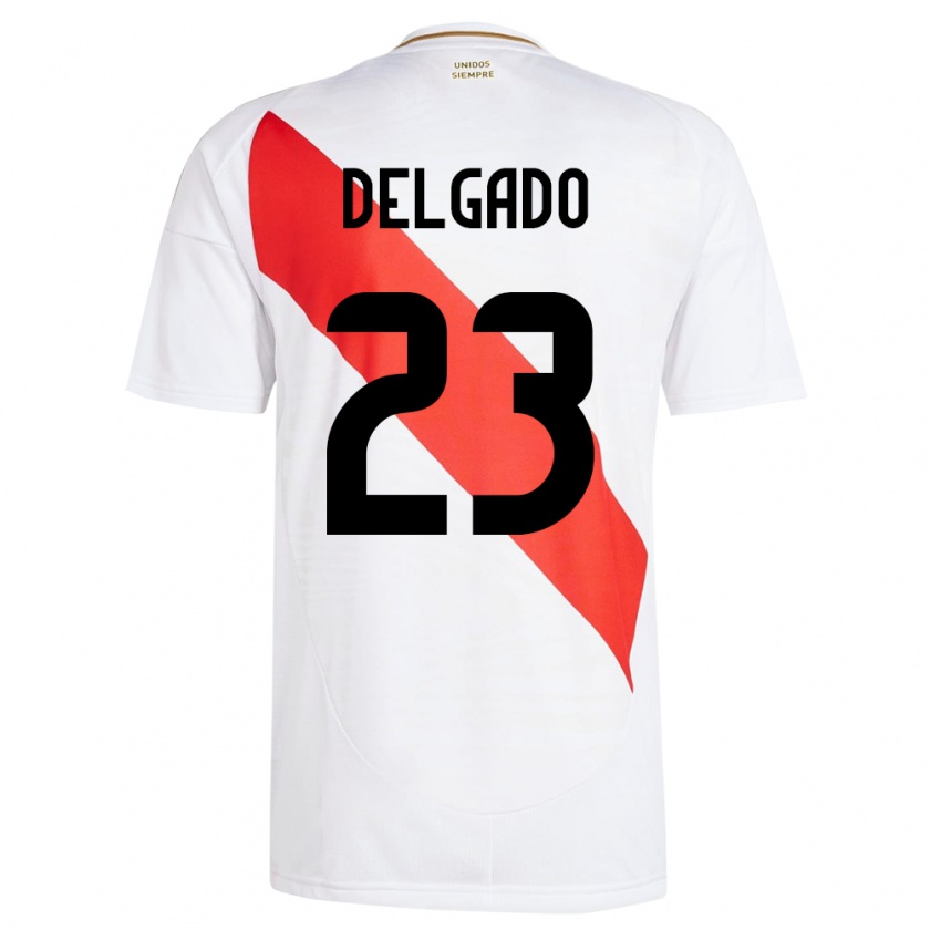 Kandiny Uomo Maglia Perù Valentino Delgado #23 Bianco Kit Gara Home 24-26 Maglietta