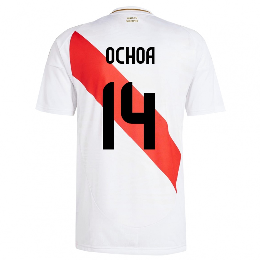 Kandiny Hombre Camiseta Perú Victoria Ochoa #14 Blanco 1ª Equipación 24-26 La Camisa