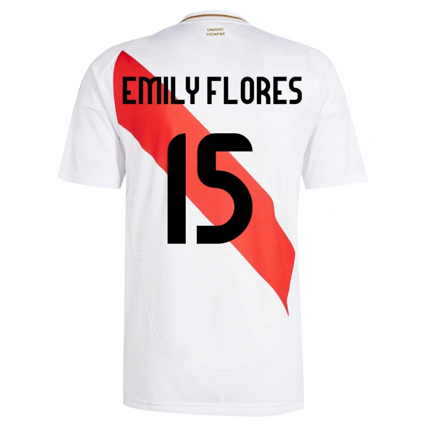 Kandiny Herren Peru Emily Flores #15 Weiß Heimtrikot Trikot 24-26 T-Shirt Österreich