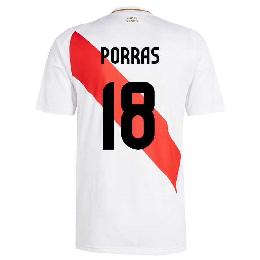 Kandiny Hombre Camiseta Perú Sashenka Porras #18 Blanco 1ª Equipación 24-26 La Camisa