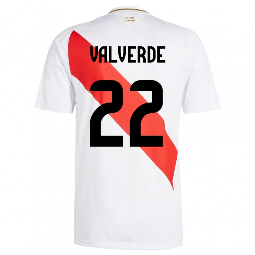 Kandiny Hombre Camiseta Perú Malena Valverde #22 Blanco 1ª Equipación 24-26 La Camisa