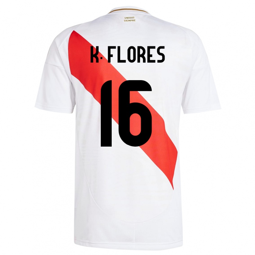 Kandiny Hombre Camiseta Perú Kimbherly Flores #16 Blanco 1ª Equipación 24-26 La Camisa