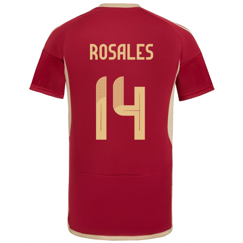 Kandiny Hombre Camiseta Venezuela Roberto Rosales #14 Borgoña 1ª Equipación 24-26 La Camisa México