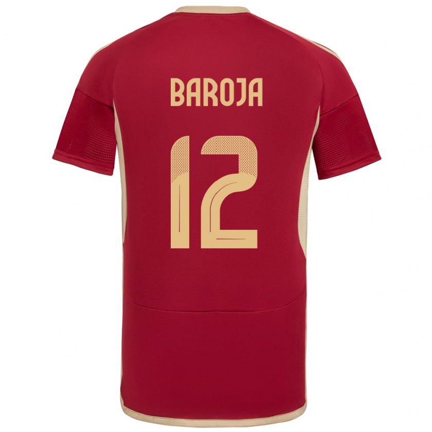 Kandiny Hombre Camiseta Venezuela Alain Baroja #12 Borgoña 1ª Equipación 24-26 La Camisa México