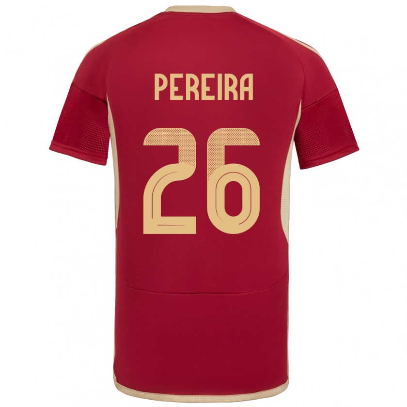 Kandiny Hombre Camiseta Venezuela Daniel Pereira #26 Borgoña 1ª Equipación 24-26 La Camisa México