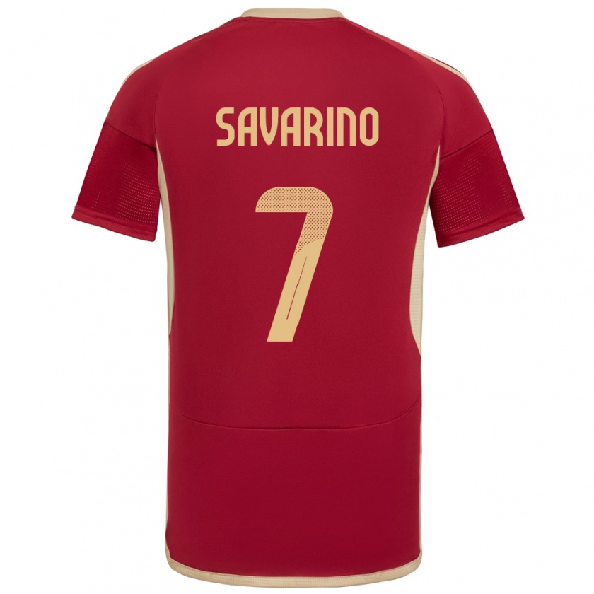 Kandiny Hombre Camiseta Venezuela Jefferson Savarino #7 Borgoña 1ª Equipación 24-26 La Camisa México