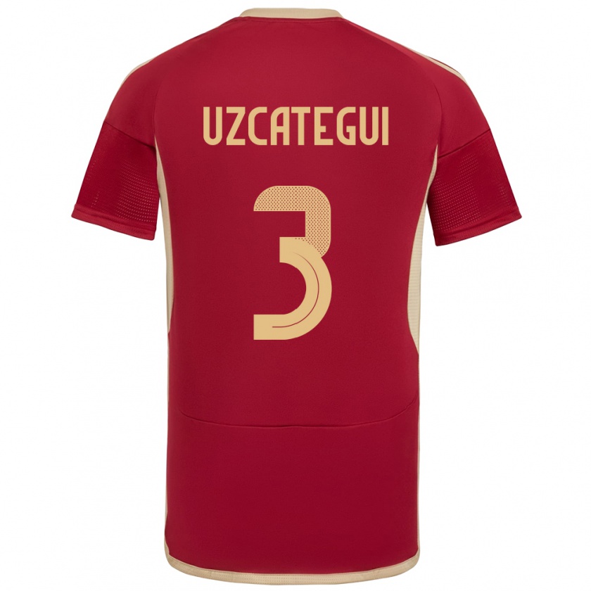 Kandiny Hombre Camiseta Venezuela Rafael Uzcátegui #3 Borgoña 1ª Equipación 24-26 La Camisa