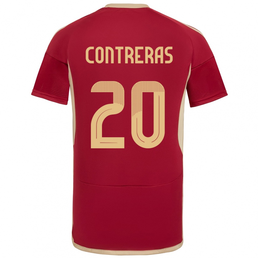 Kandiny Hombre Camiseta Venezuela Anderson Contreras #20 Borgoña 1ª Equipación 24-26 La Camisa México