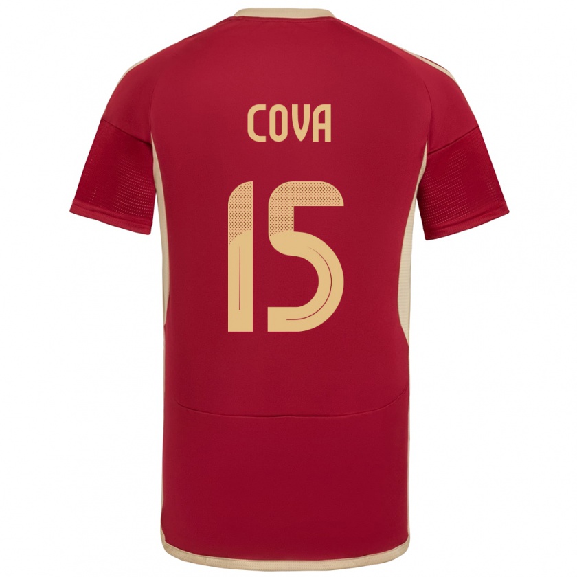 Kandiny Uomo Maglia Venezuela Adrián Cova #15 Borgogna Kit Gara Home 24-26 Maglietta