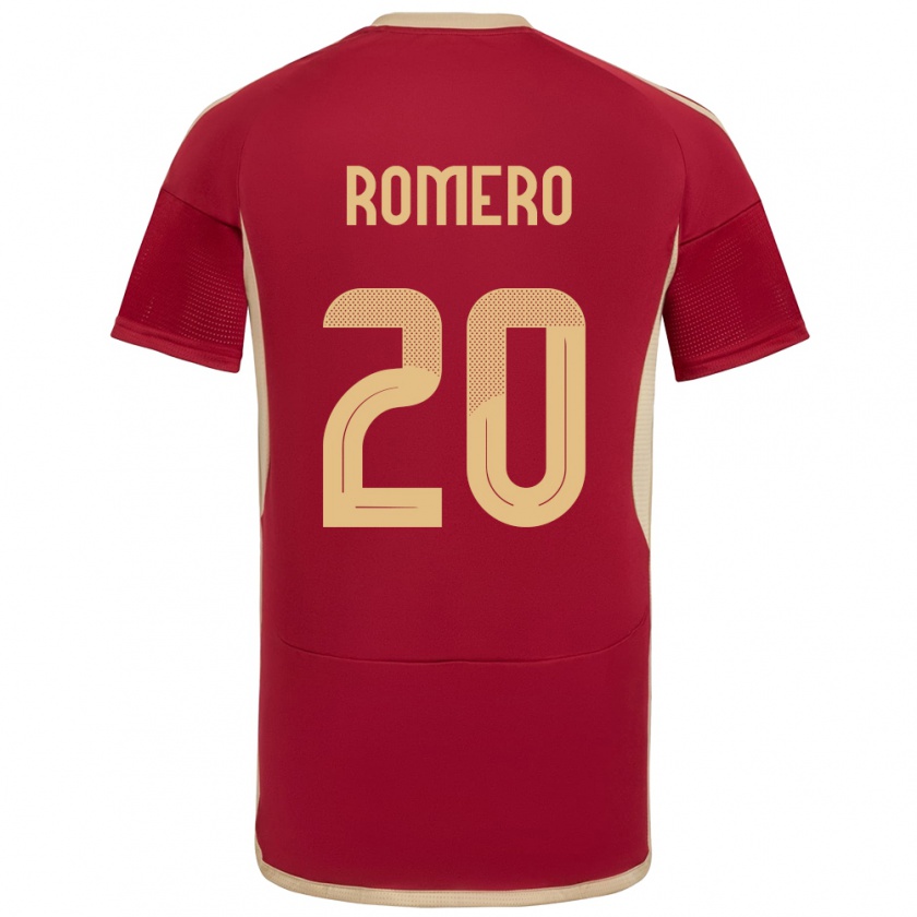 Kandiny Uomo Maglia Venezuela Andrés Romero #20 Borgogna Kit Gara Home 24-26 Maglietta