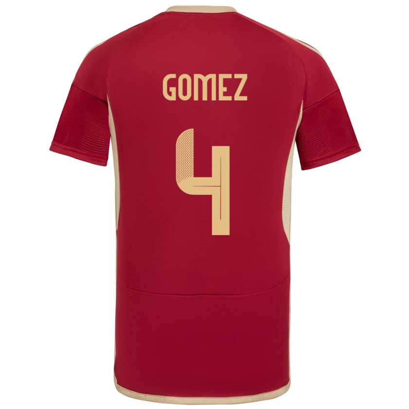 Kandiny Hombre Camiseta Venezuela Santiago Gómez #4 Borgoña 1ª Equipación 24-26 La Camisa México