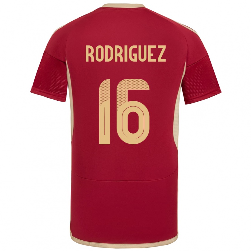 Kandiny Uomo Maglia Venezuela Arianna Rodríguez #16 Borgogna Kit Gara Home 24-26 Maglietta