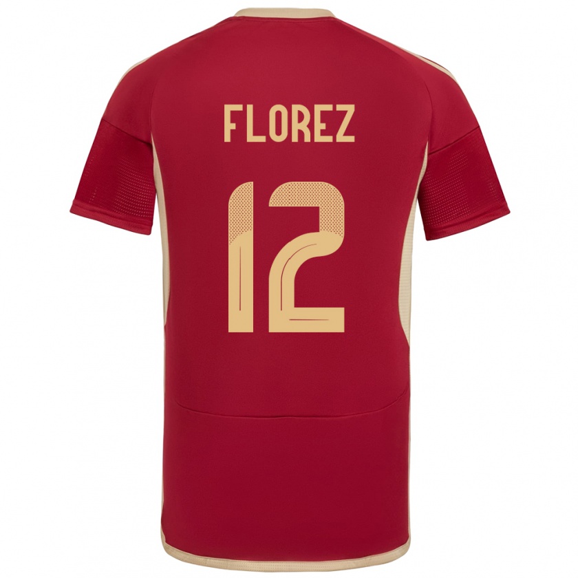 Kandiny Hombre Camiseta Venezuela Génesis Flórez #12 Borgoña 1ª Equipación 24-26 La Camisa