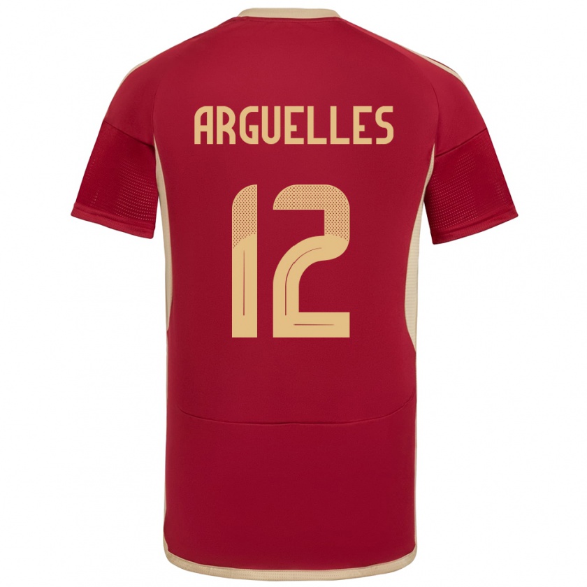 Kandiny Hombre Camiseta Venezuela Wilmary Argüelles #12 Borgoña 1ª Equipación 24-26 La Camisa México