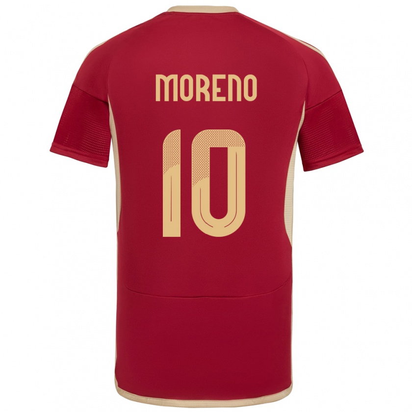 Kandiny Uomo Maglia Venezuela Yerliane Moreno #10 Borgogna Kit Gara Home 24-26 Maglietta