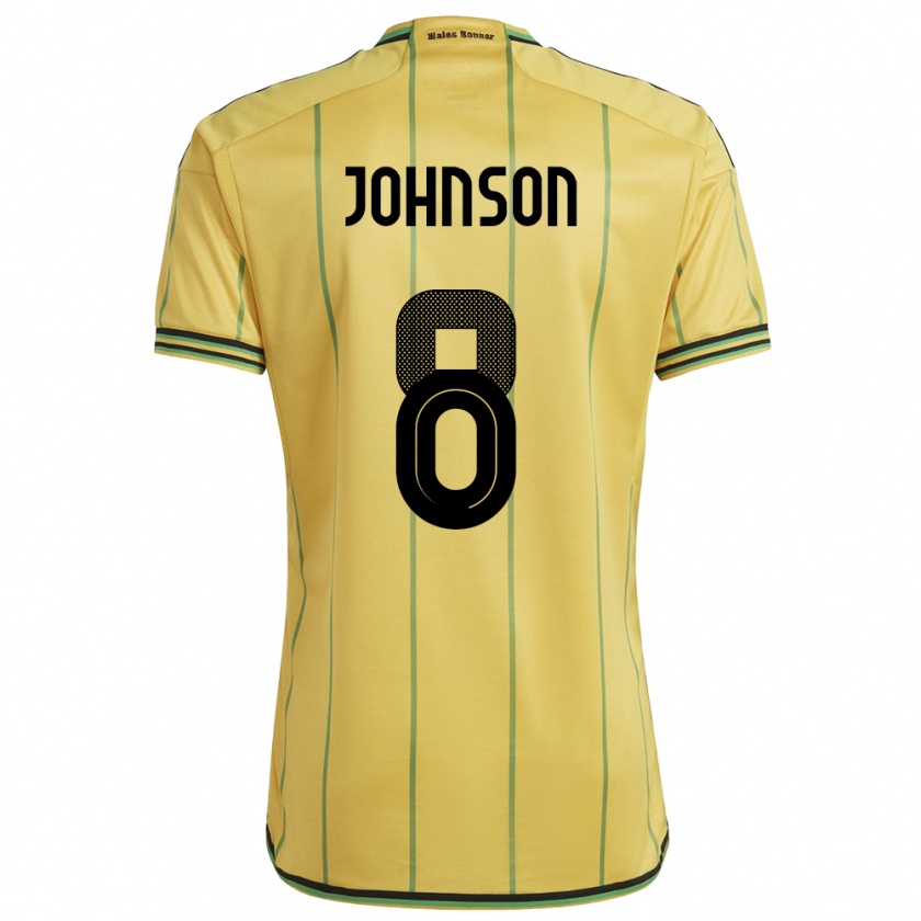 Kandiny Uomo Maglia Giamaica Daniel Johnson #8 Giallo Kit Gara Home 24-26 Maglietta