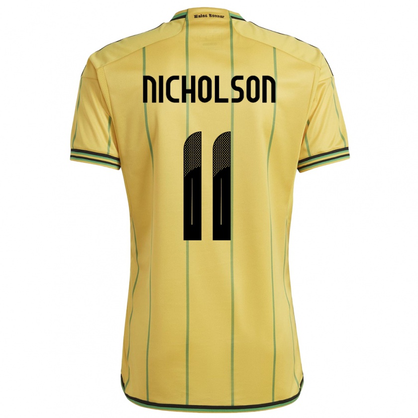 Kandiny Uomo Maglia Giamaica Shamar Nicholson #11 Giallo Kit Gara Home 24-26 Maglietta