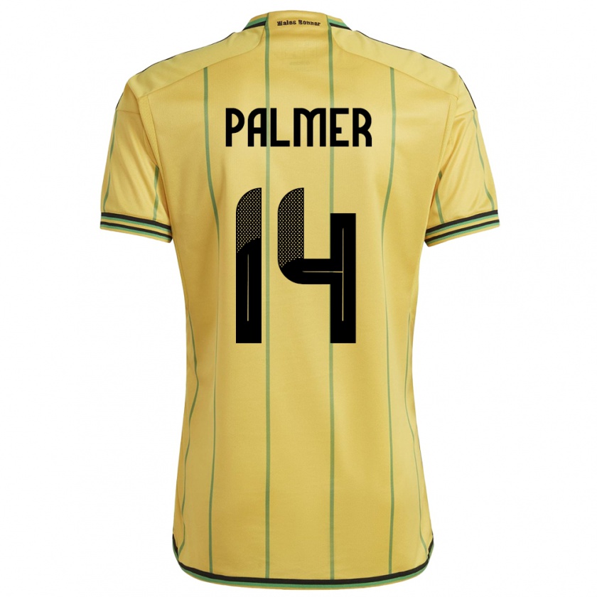 Kandiny Uomo Maglia Giamaica Kasey Palmer #14 Giallo Kit Gara Home 24-26 Maglietta