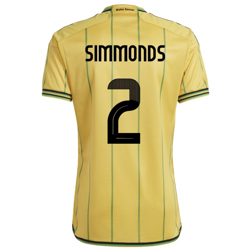 KandinyメンズジャマイカNicholas Simmonds#2黄ホームシャツ24-26ジャージーユニフォーム