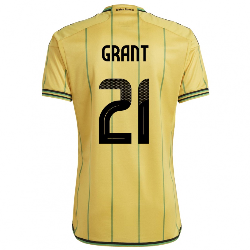 Kandiny Uomo Maglia Giamaica Joshua Grant #21 Giallo Kit Gara Home 24-26 Maglietta