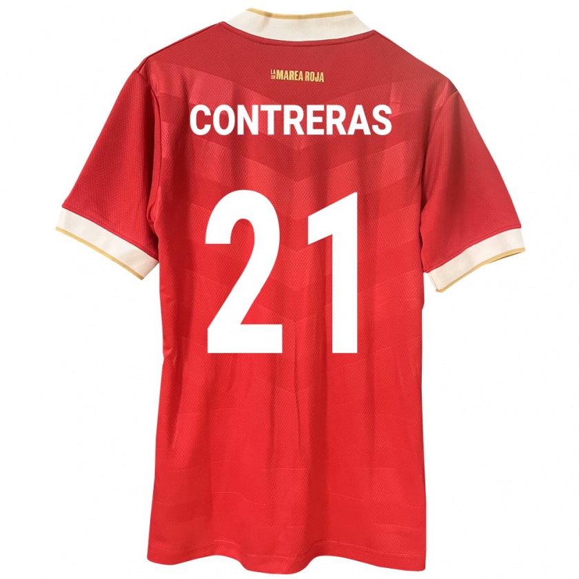 Kandiny Herren Panama Davis Contreras #21 Rot Heimtrikot Trikot 24-26 T-Shirt Österreich