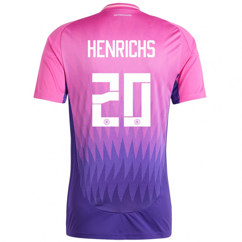 Kandiny Uomo Maglia Germania Benjamin Henrichs #20 Rosa Viola Kit Gara Away 24-26 Maglietta