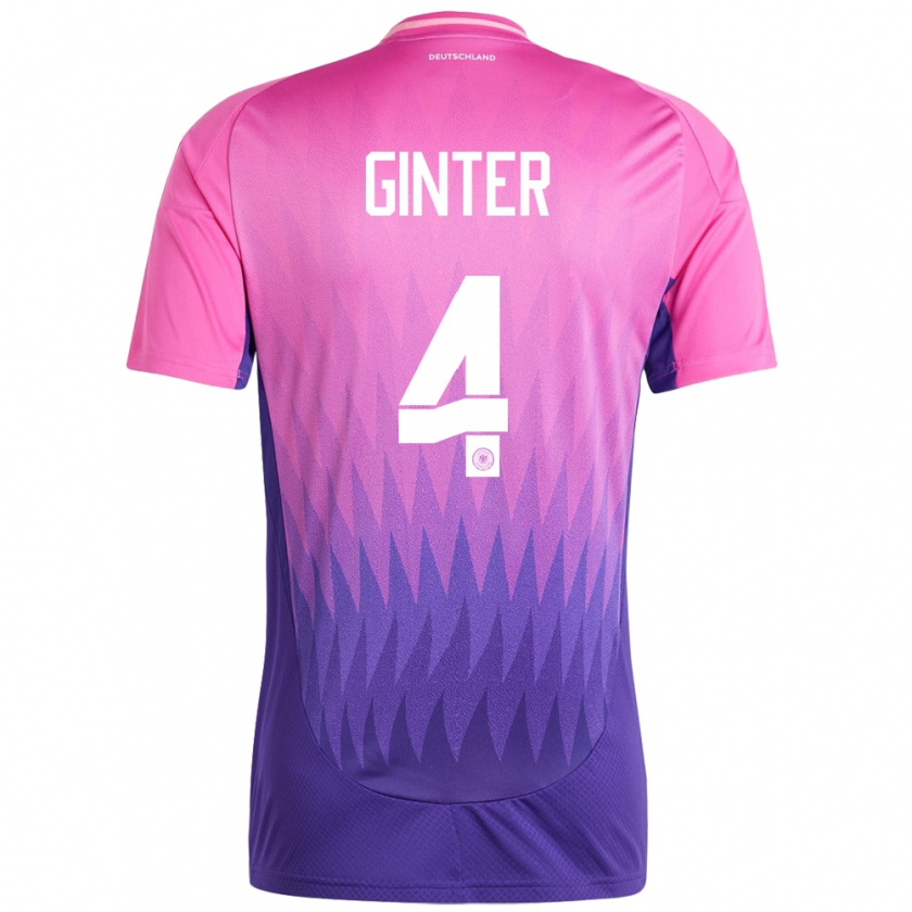 Kandiny Uomo Maglia Germania Matthias Ginter #4 Rosa Viola Kit Gara Away 24-26 Maglietta