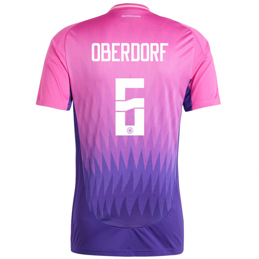 Kandiny Uomo Maglia Germania Lena Oberdorf #6 Rosa Viola Kit Gara Away 24-26 Maglietta