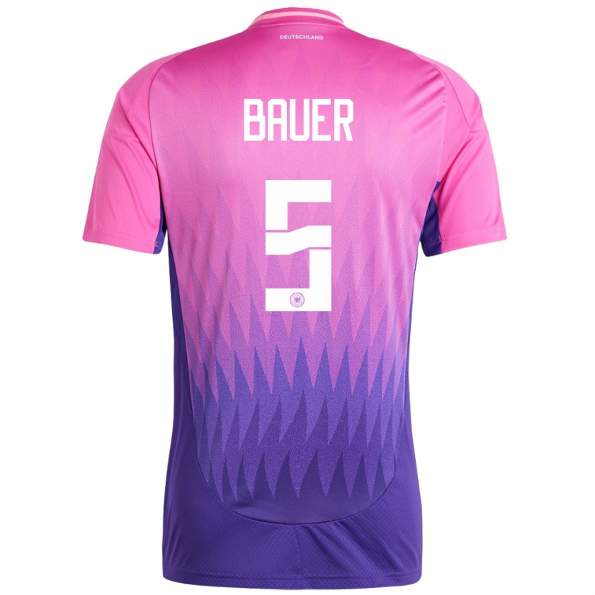 Kandiny Herren Deutschland Maximilian Bauer #5 Pink Lila Auswärtstrikot Trikot 24-26 T-Shirt Österreich