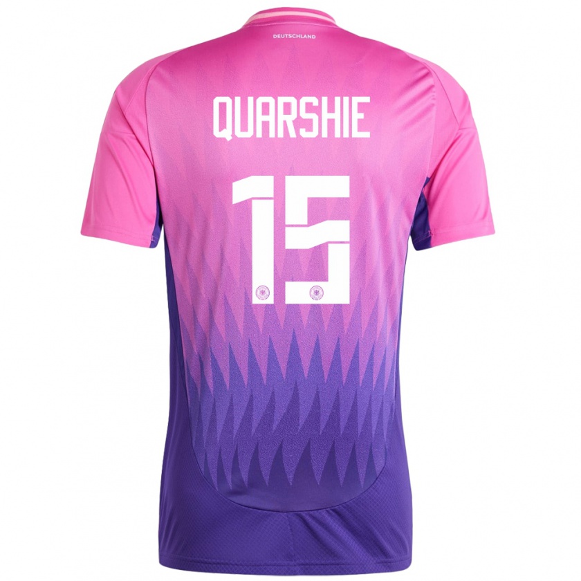 Kandiny Herren Deutschland Joshua Quarshie #15 Pink Lila Auswärtstrikot Trikot 24-26 T-Shirt Österreich