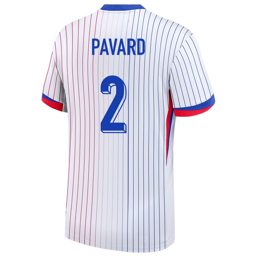 Kandiny Hombre Camiseta Francia Benjamin Pavard #2 Blanco 2ª Equipación 24-26 La Camisa